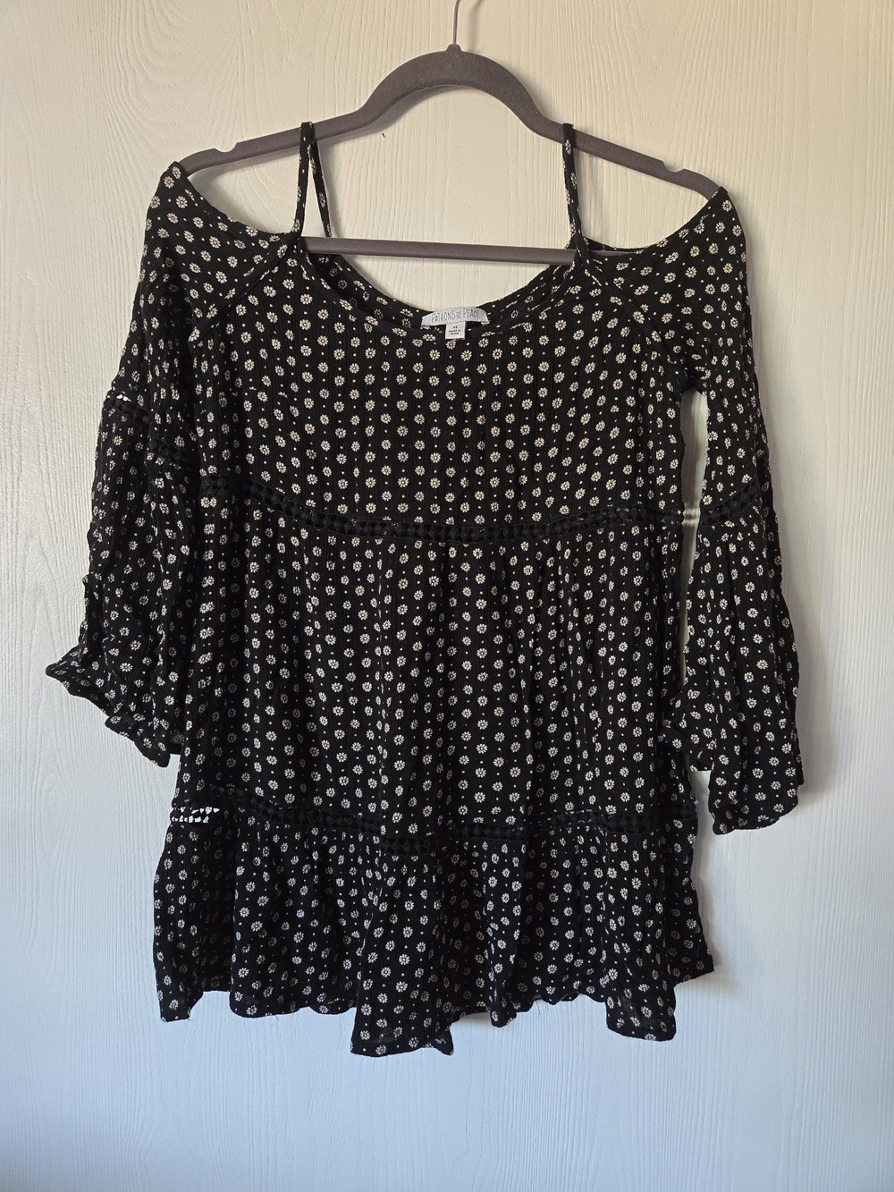 Patrons of Peace Black Floral Babydoll Top